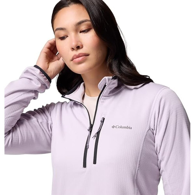 Columbia Women's Essential Hike Grid Fleece Half Zip Jacket - Lavender Pearl/Black