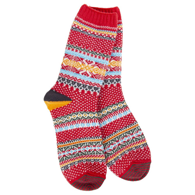 World's Softest Holiday Seasonal Crew - Red Multi
