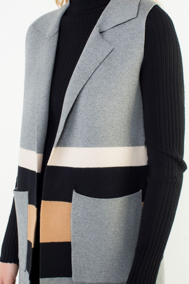 THML Women's Sleeveless Colorblocked Cardigan