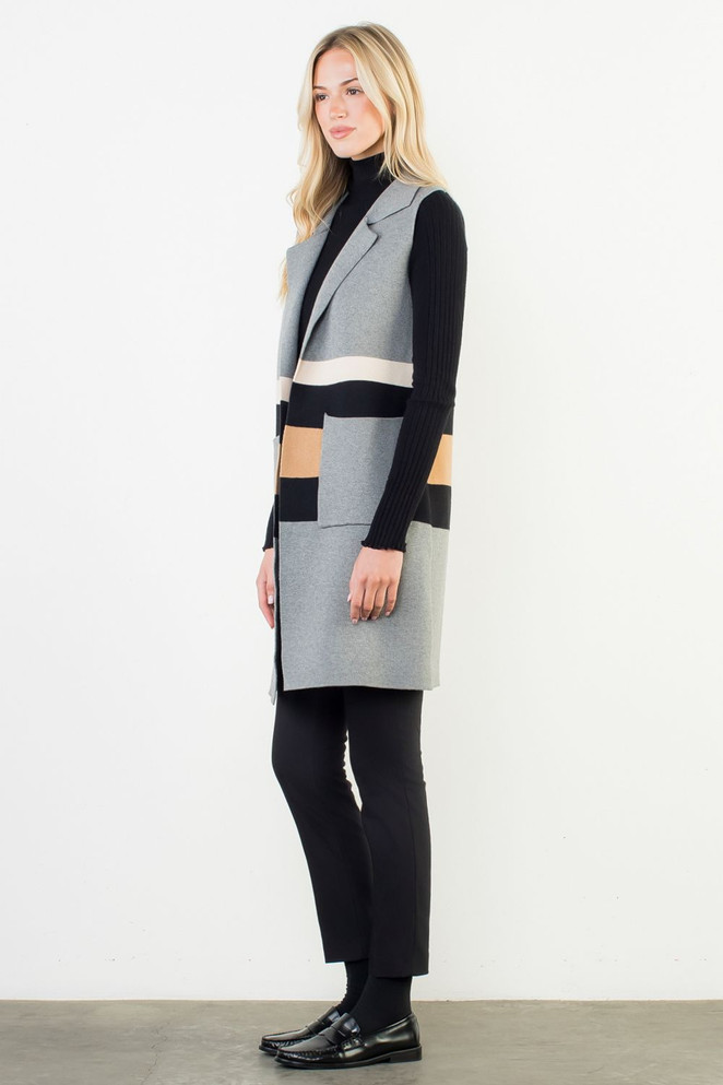 THML Women's Sleeveless Colorblocked Cardigan