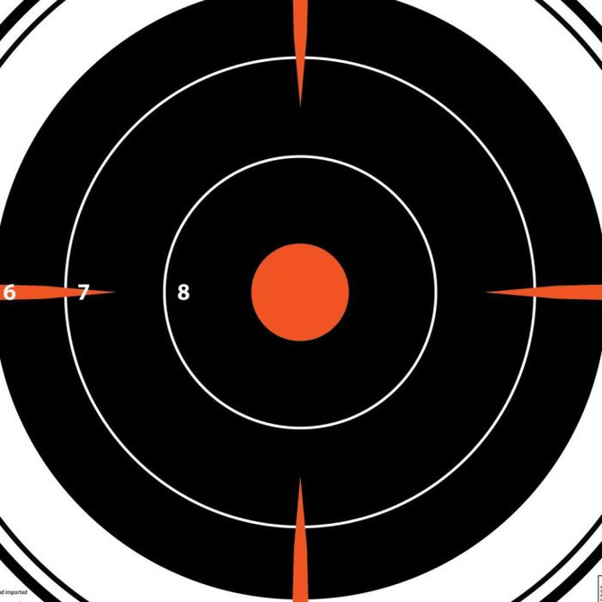 EZ Aim Paper 8-inch Bullseye Target, 26-Pack, Black/Orange/White