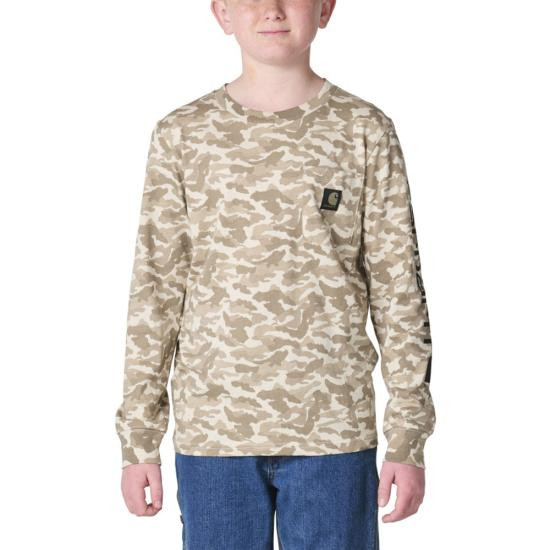 Carhartt Boys Long Sleeve Camo Pocket Tee - Sand