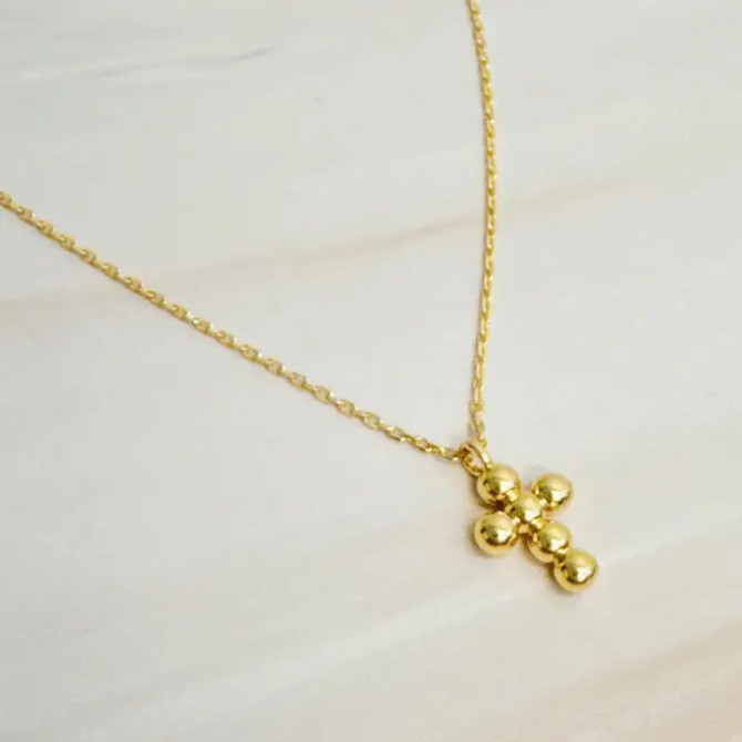 Ellison+Young Mini Dot Cross Pendant Necklace