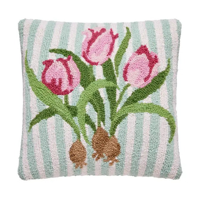 Peking Handicraft Pink Tulip Hook Pillow