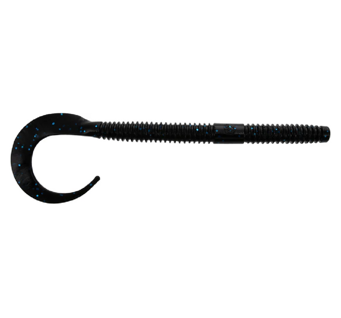 Yamamoto Ichi Worm Floater 10″ – Black w/ Large Blue Flake Soft Plastic Bait