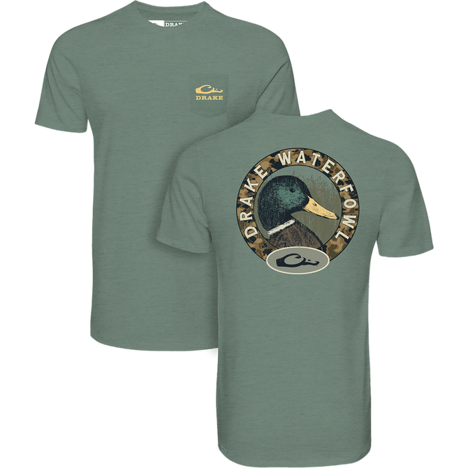 Drake Men's Mallard Circle T-Shirt - Dark Ivy Light Heather
