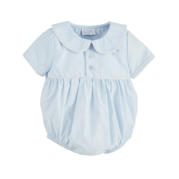 Mud Pie Baby Boys Collared Poplin Baby Bubble - Blue