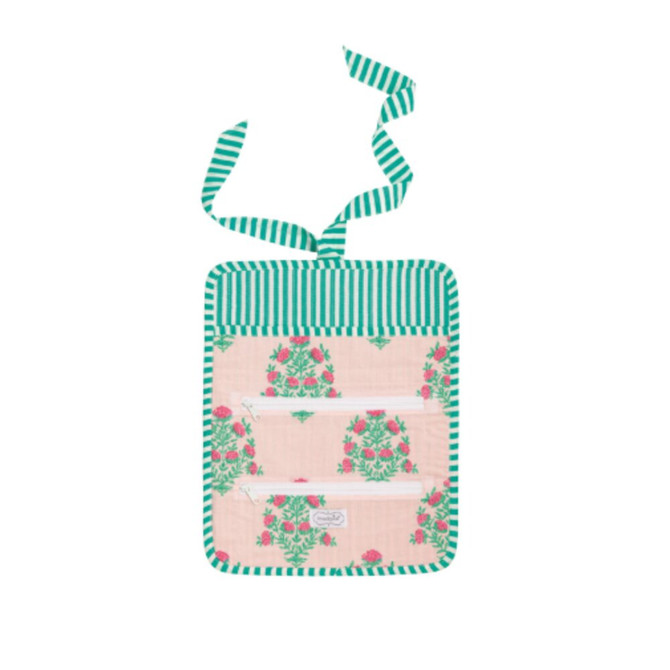 Mud Pie Blush Block Print Jewelry Roll