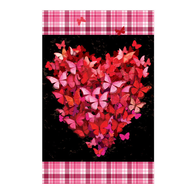 Evergreen Butterfly Heart Applique House Flag