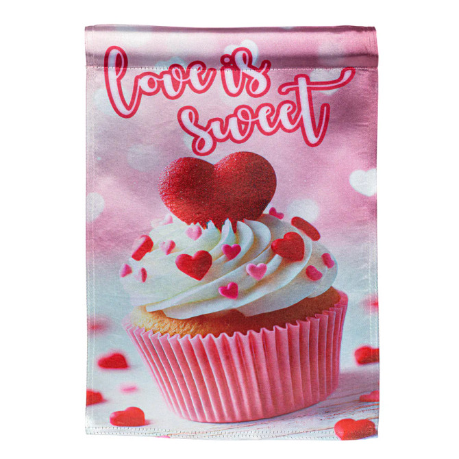 Evergreen Cupcake Of Love Lustre Garden Flag