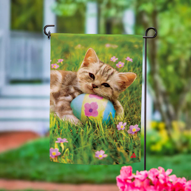 Evergreen Easter Kitten Suede Garden Flag