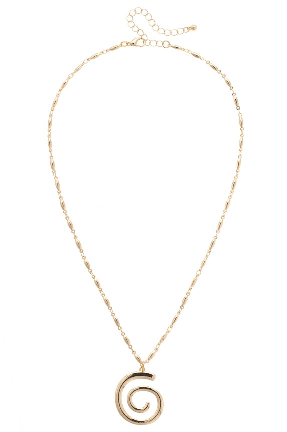 Canvas Swirly Pendant Necklace in Shiny Gold