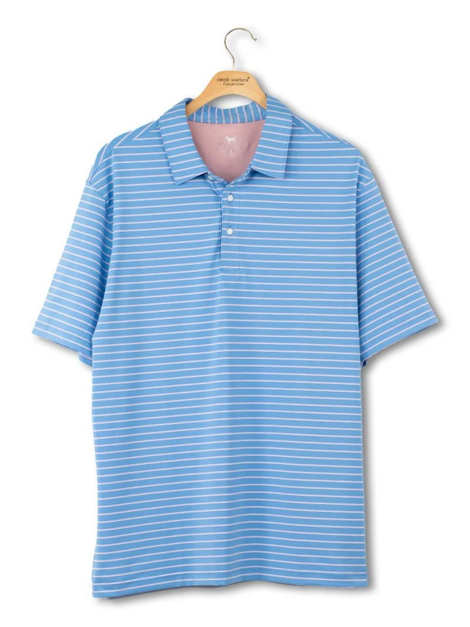 Simply Southern Men's Micro Stripe Polo - Blue Stripe