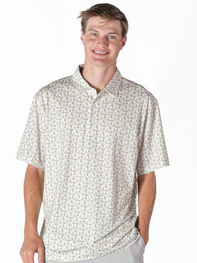 Simply Southern Men's Water Dude Polo - Beige