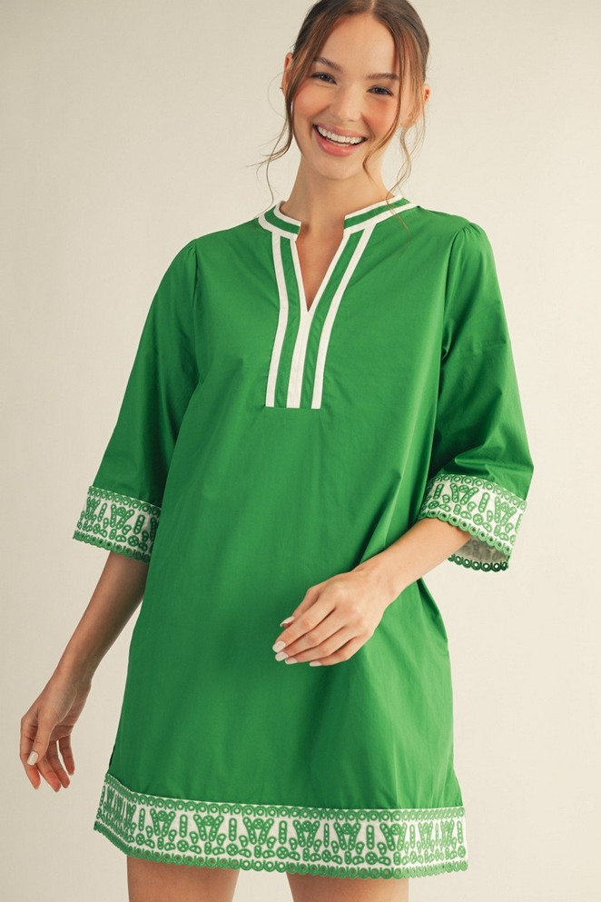 Jodifl Embroidery Detail Solid Shift Dress