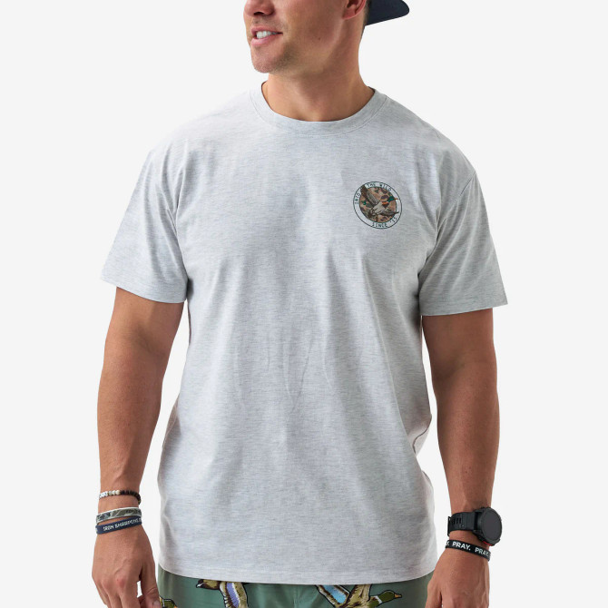 Burlebo Men's Short Sleeve Tee - Camo Mallard Duck - Ash Grey