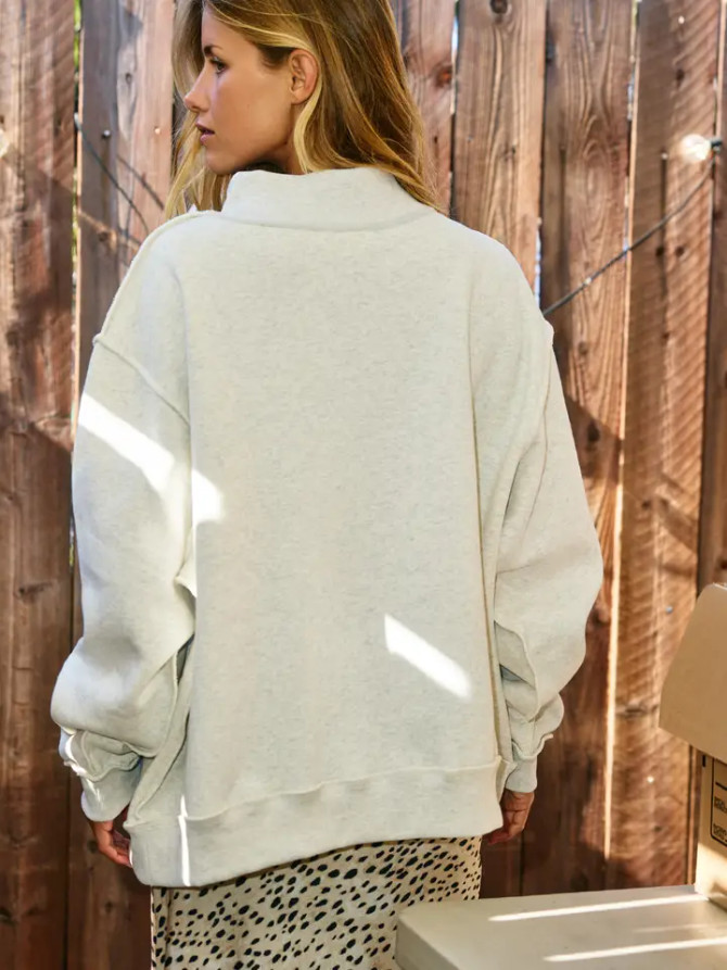 Bucket List Women's Jesus & God is Good Reversible Sweatshirt - Ash Grey/Vintage Blue