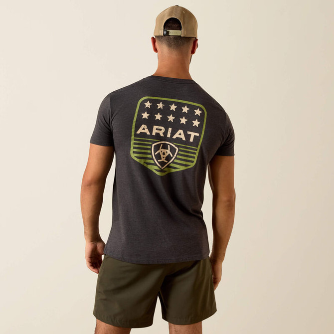Ariat Men's Stripe Patriotic Badge T-Shirt - Charcoal Heather