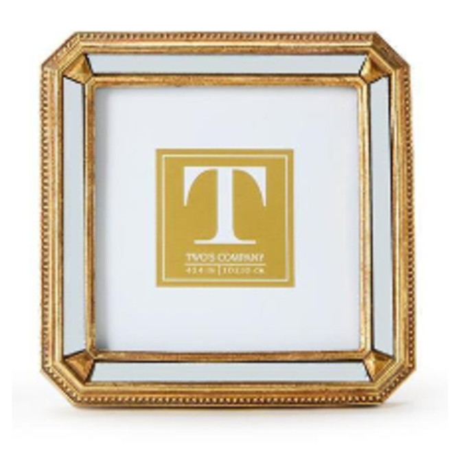 Two's Company 4x4 Beveled Mirror Photo Frame