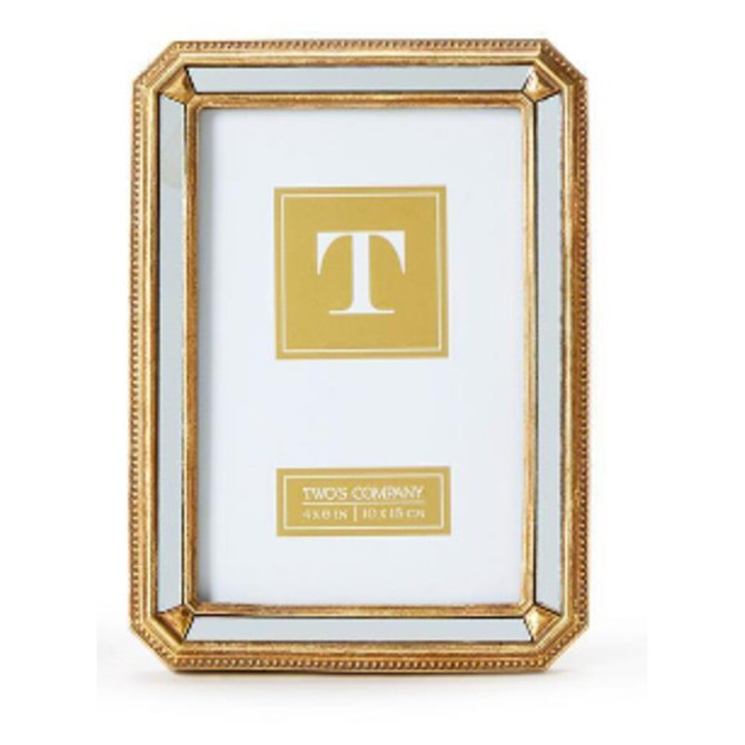 Two's Company 4x6 Beveled Mirror Photo Frame