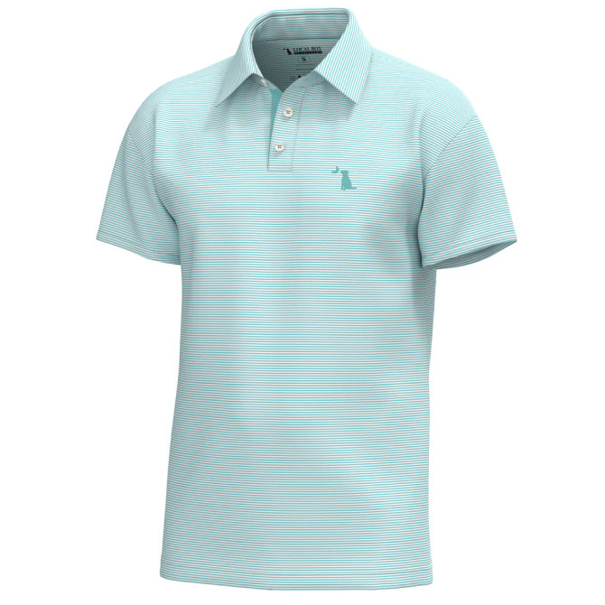 Local Boy Youth Palms Polo - Aqua/White