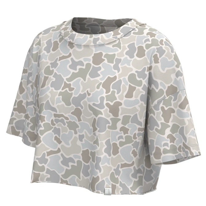 Local Girl Women's Boxy Crop Tee - Forest Camo Saltwater