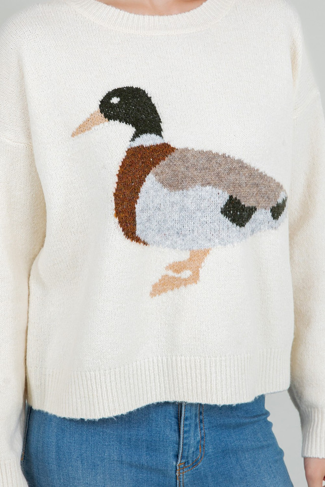 Dreamers Women's Mallard Duck Knit Sweater - Ivory