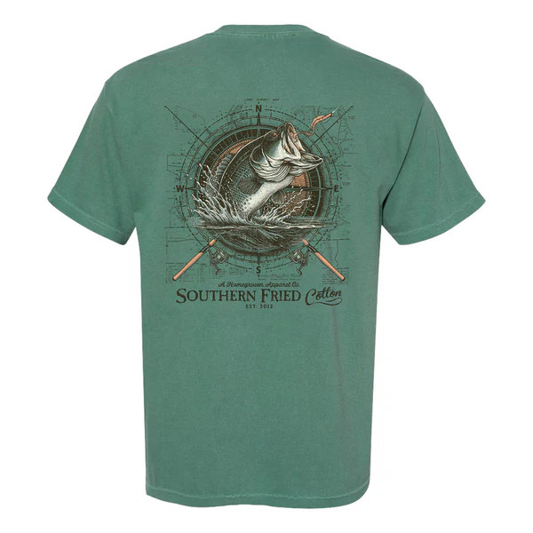 Southern Fried Cotton Men's Bass Hunter Tee - Light Green