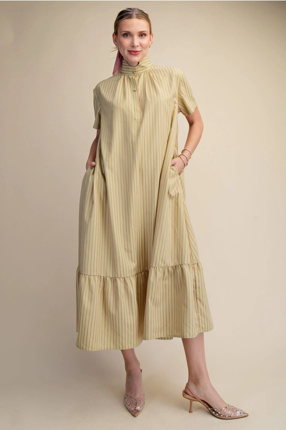 Glam Women's Sage Short Sleeve Midi Dress