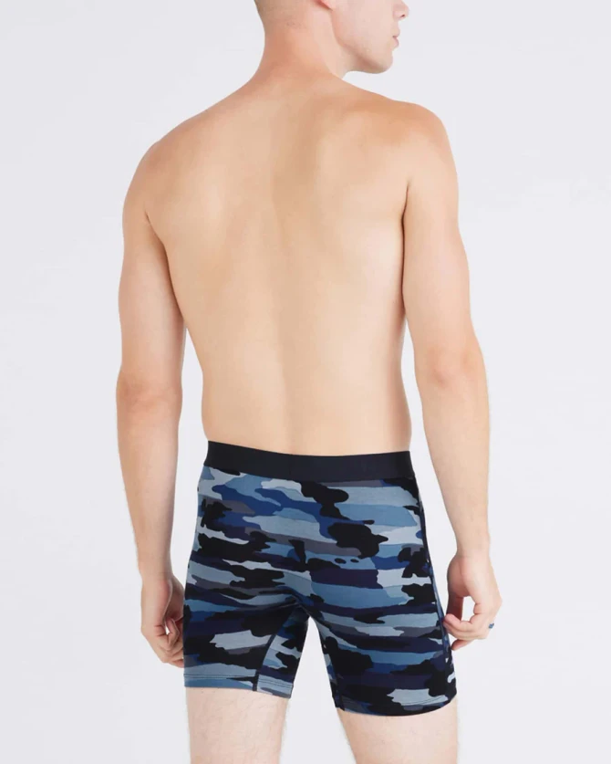 Saxx Underwear Men's Vibe Xtra Soft Comfort Boxer Brief - Cloudbank Camo-Navy