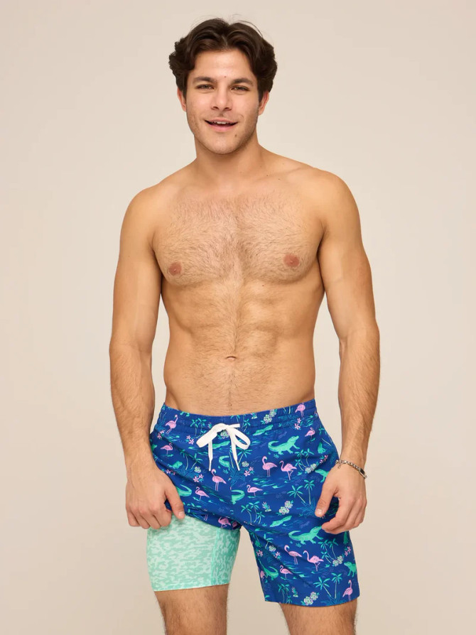 Chubbies Men's Lined Classic Swim Trunk - The Swamp & Circumstances 7"