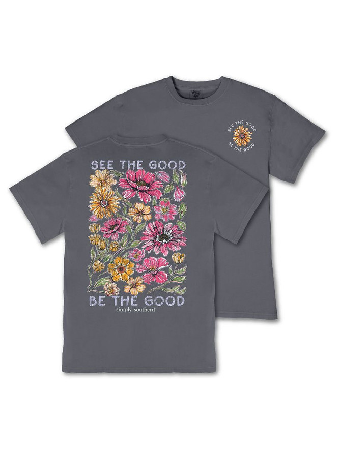 Simply Southern Women's Mineral Wash The Good Tee - Graphite