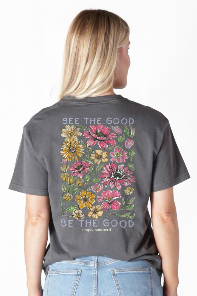 Simply Southern Women's Mineral Wash The Good Tee - Graphite