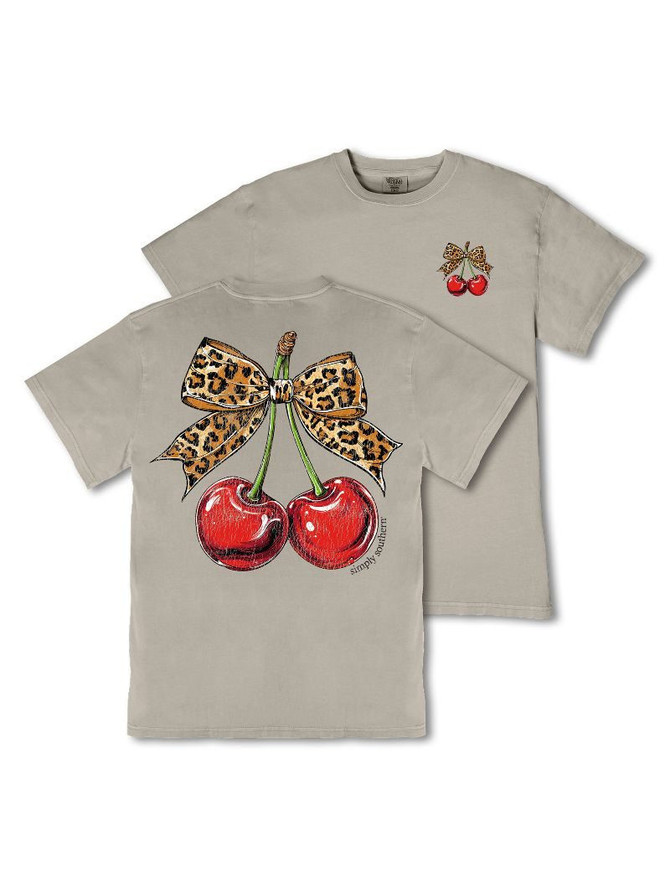 Simply Southern Women's Mineral Wash Cherry Tee - Birch