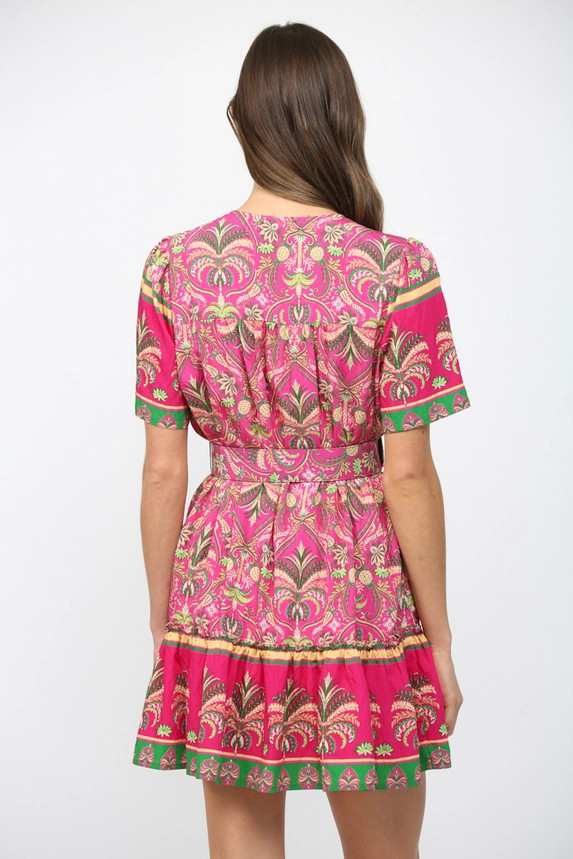 Fate Women's Magenta Belted Button Down Dress