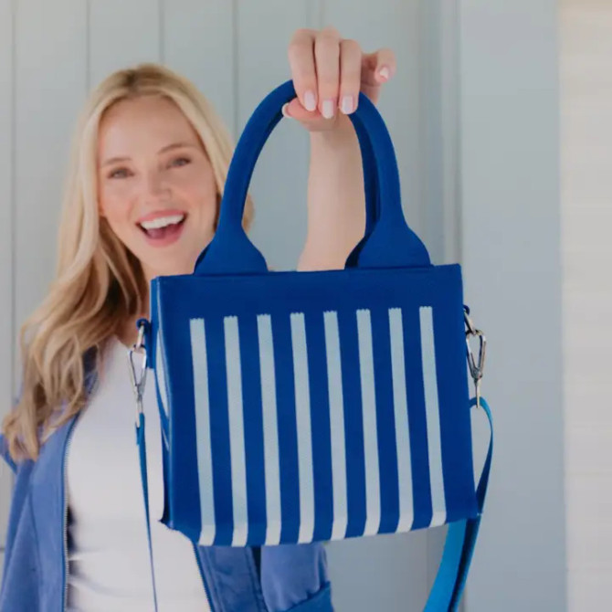 Katydid Striped Mini Tote Purse - Blue