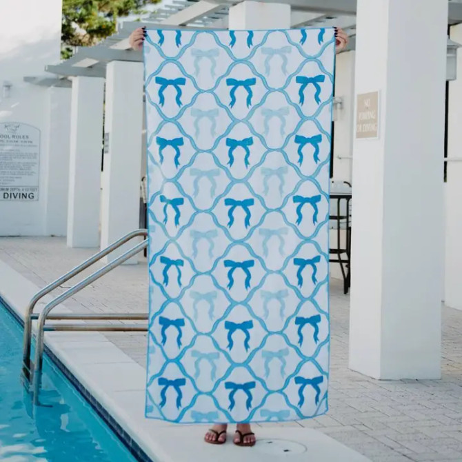 Katydid Blue Bow Microfiber Towel