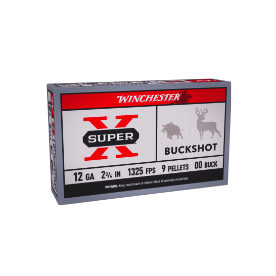 Winchester 12ga 2.75" 9 Pellet 00 Buck Shotshell Ammunition 5rds