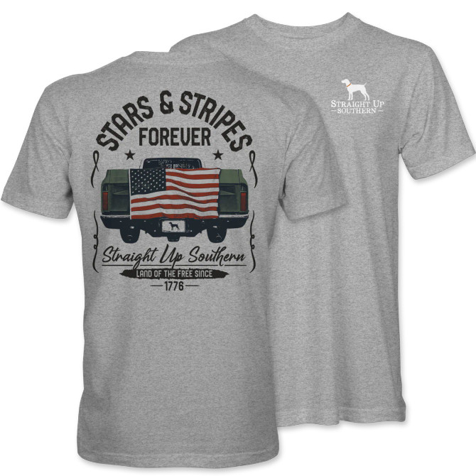 Straight Up Southern Men's Stars and Stripes Tee - Sport Grey