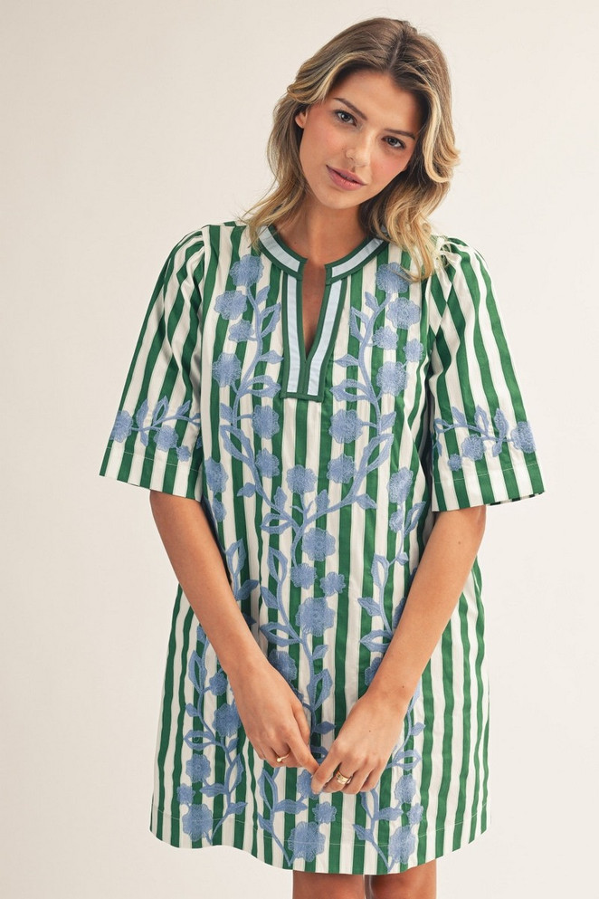 Jodifl Women's Green Embroidery Shift Dress