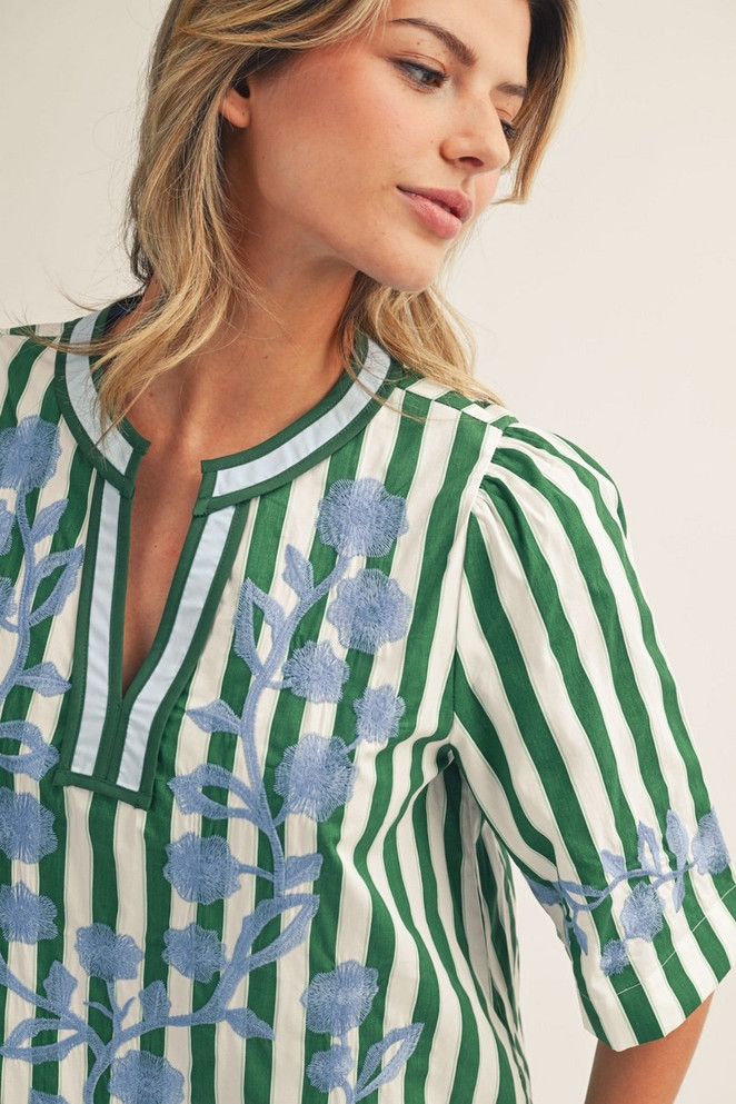 Jodifl Women's Green Embroidery Shift Dress