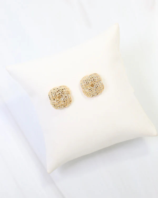 Caroline Hill Hoboken Square Knot Stud Earring - Gold