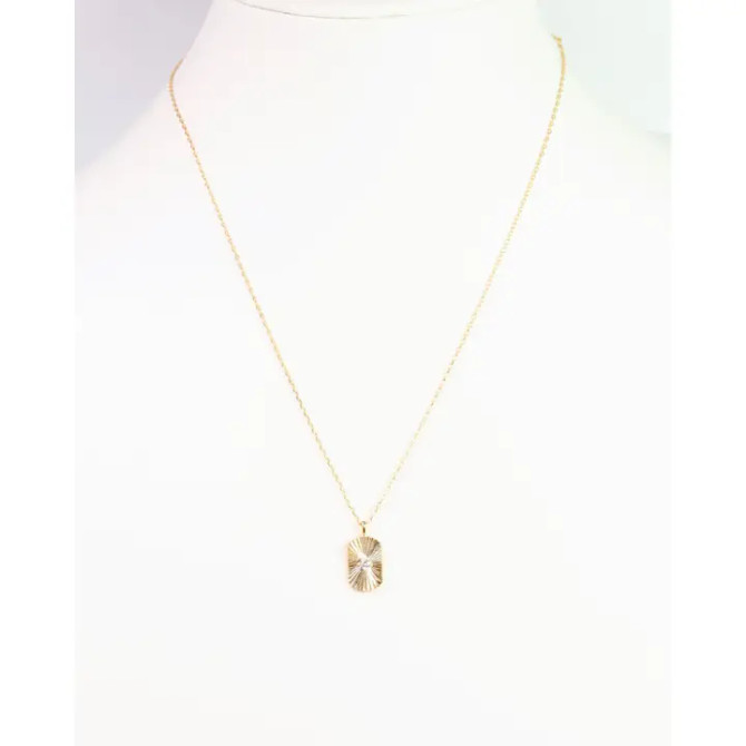Caroline Hill Dominique CZ Plate Necklace Gold