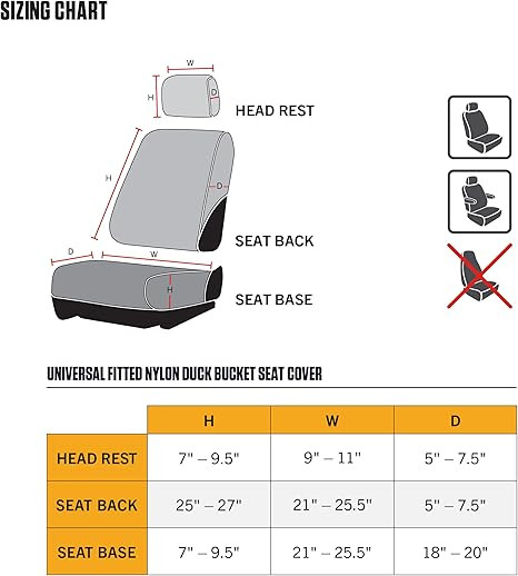 Carhartt 700D Nylon Canvas Fitted Bucket Seat Cover - Carhartt Brown
