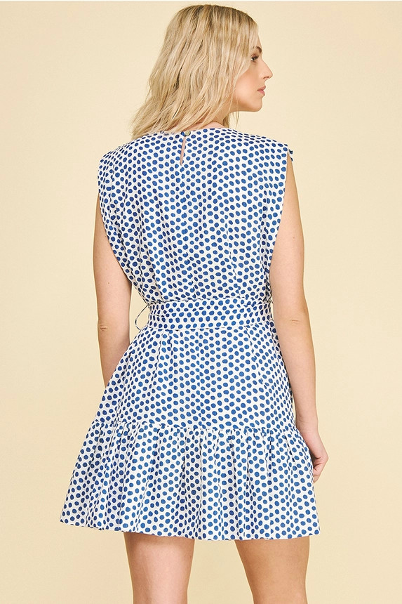 Pinch Women's Cobalt Blue Polka Dot Tiered Mini Dress