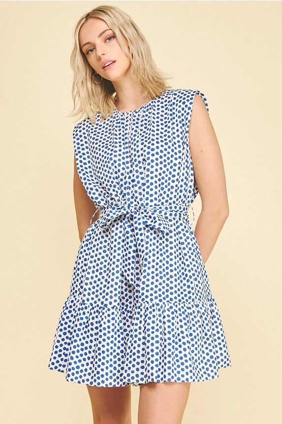 Pinch Women's Cobalt Blue Polka Dot Tiered Mini Dress