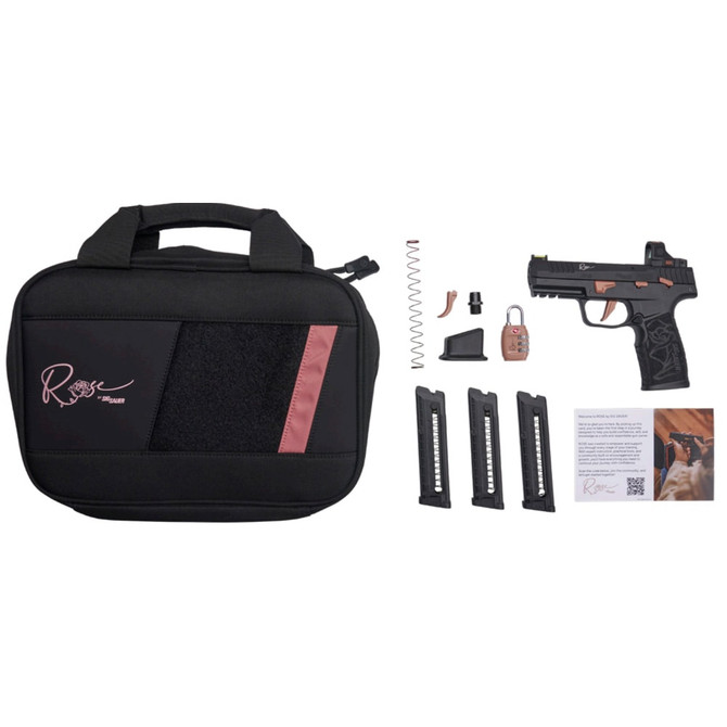 Sig Sauer P322 Rose .22 LR 4" Bbl Romeo-RS Compact Fiber Optic Sight SAO Polymer Grip Black Pistol w/(3) 20rd Poly Mags & Savior Bag