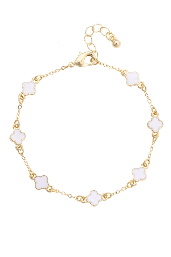 Canvas Margaret Dainty Clover Bracelet - White