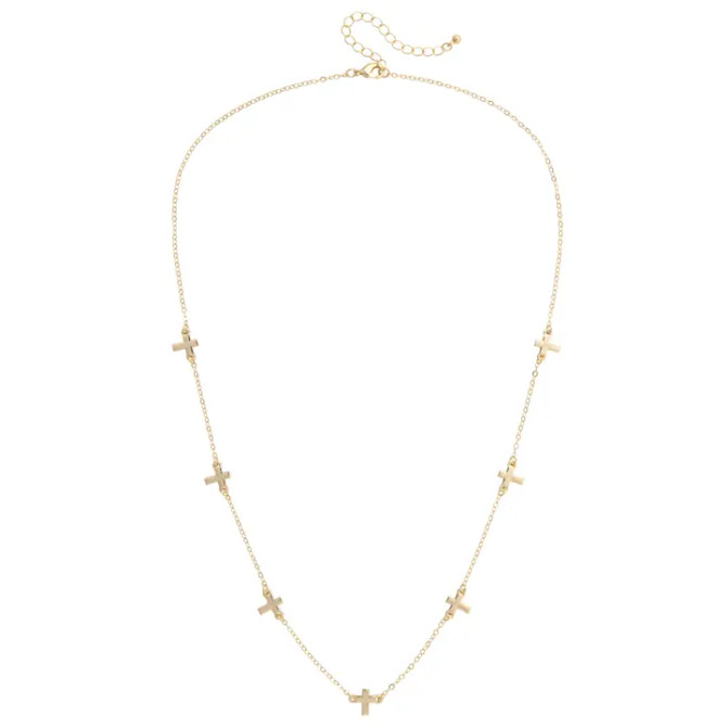 Canvas Matilda Tiny Cross Chain Necklace - Shiny Gold
