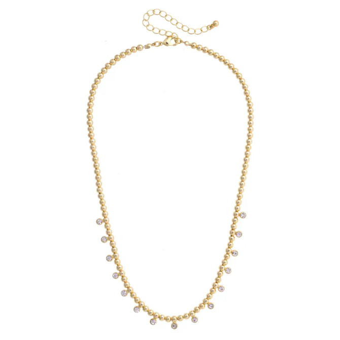 Canvas Maya Rhinestone Ball Bead Necklace - Shiny Gold